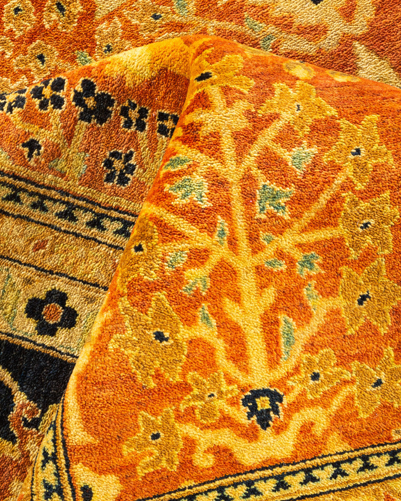 Eclectic, One-of-a-Kind Hand-Knotted Area Rug Orange, 9' 2" x 11' 10"