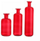 Translucent Candy Apple Red Decorative Glass Bottles, 3 Piece Set