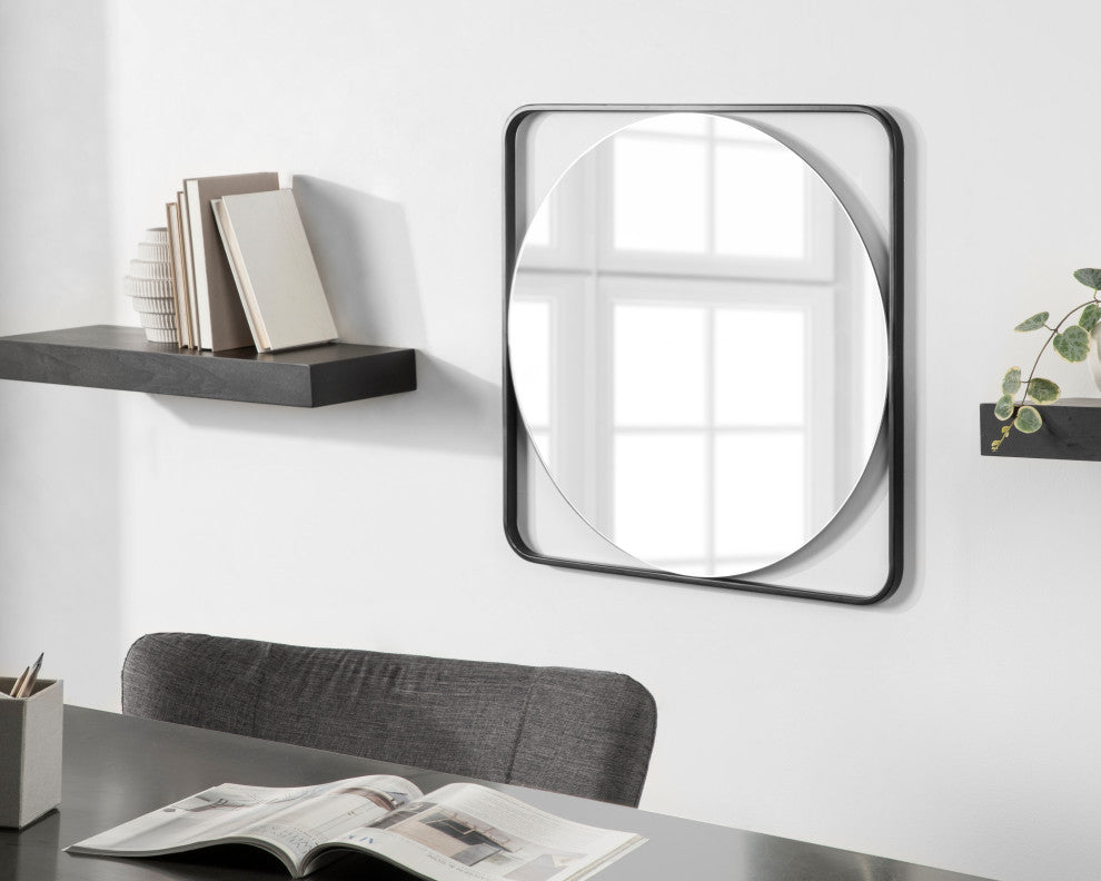 Nobles Radius Corner Framed Mirror, Black 24x24