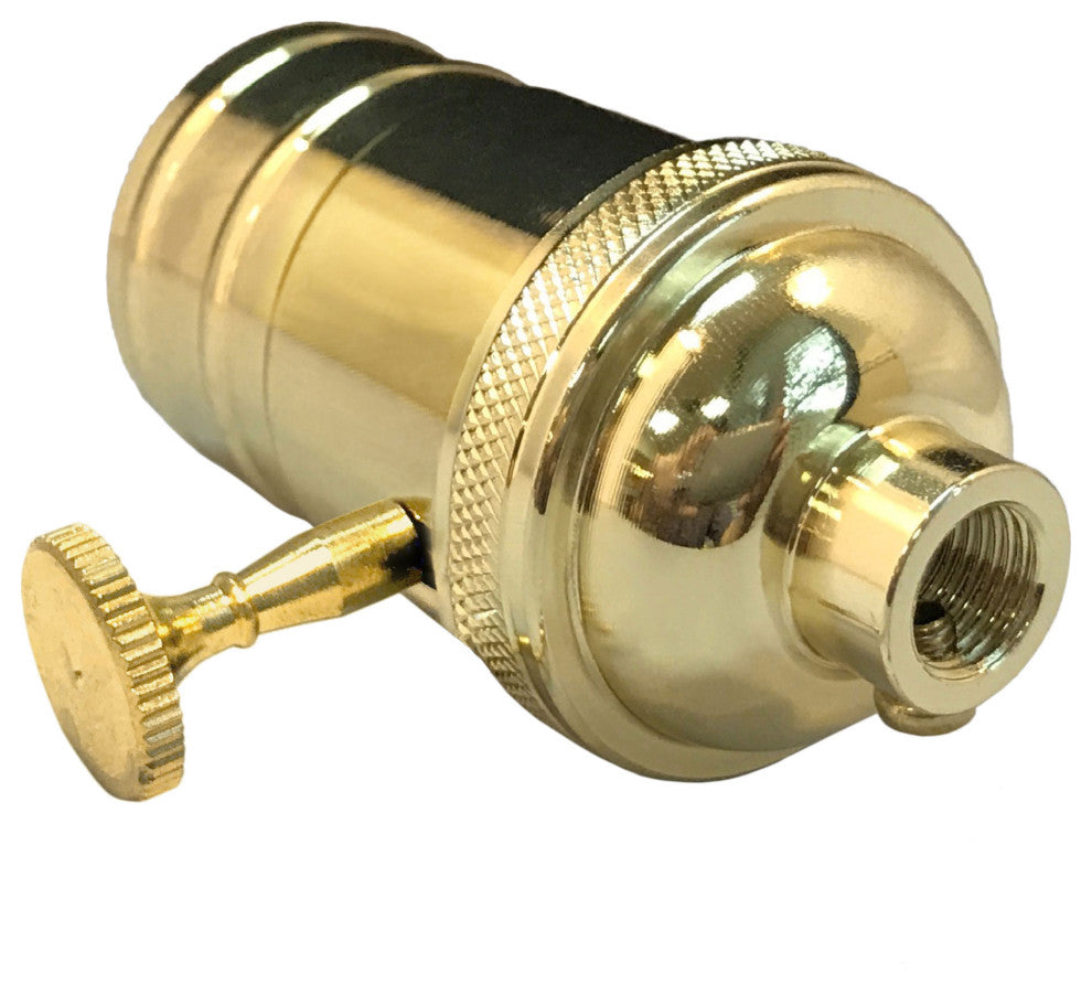 Royal Designs, Inc. 3 Way Vintage Lamp Socket, Polished Brass, Set of 6