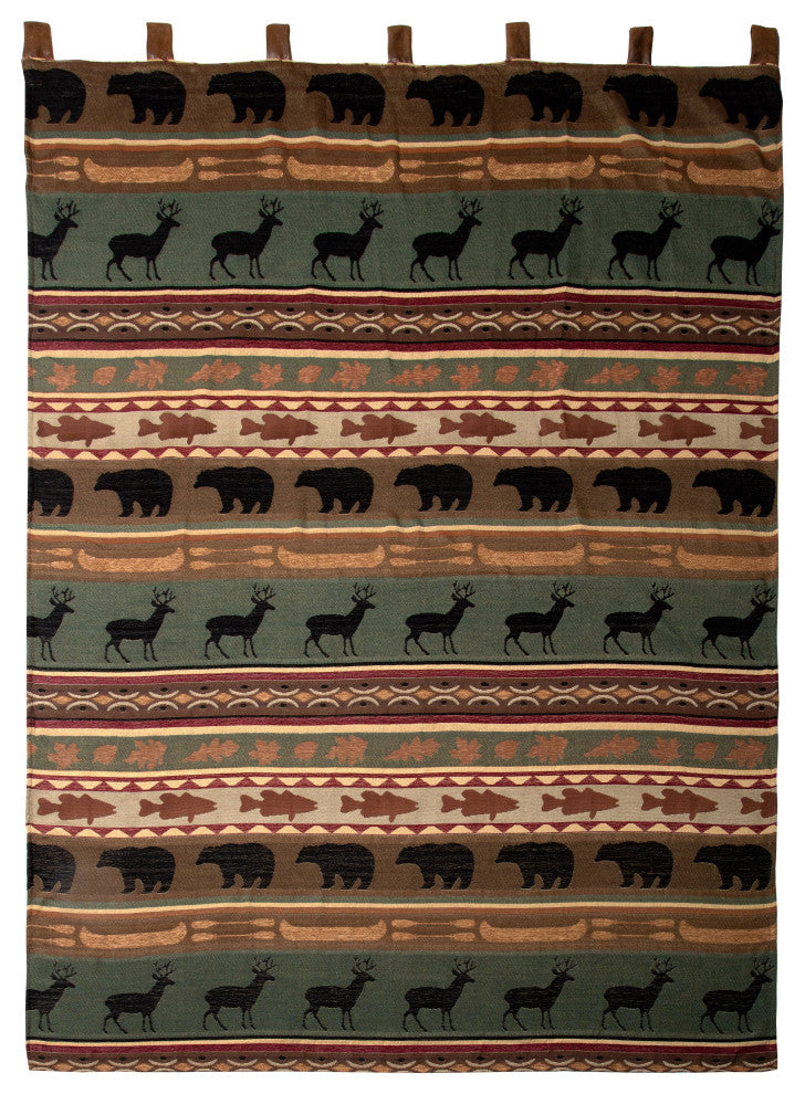 Skagit River Rustic Cabin Curtain Panels (Set of 2) 54" x 84"