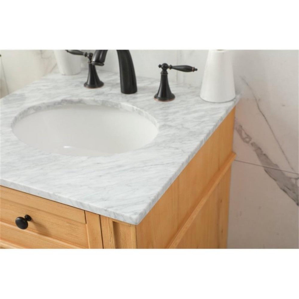 Elegant Decor Park Avenue 21" Aluminum MDF Single Bathroom Vanity - Natural Wood