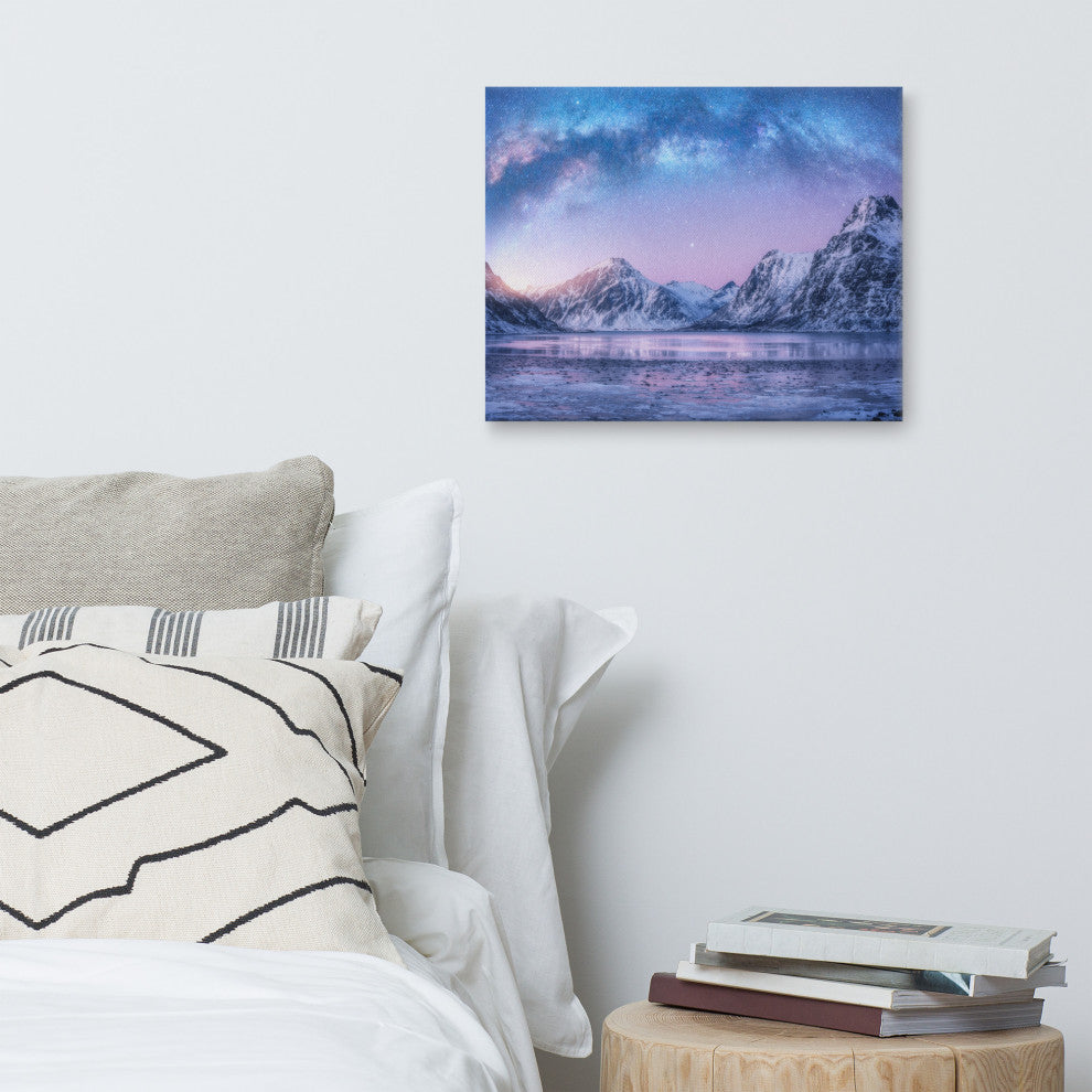 Milky Way Lofoten Islands, Norway Landscape Photo Canvas Wall Art Prints, 16" X 20"