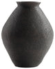 Dale 12 Inch Round Polyresin Vase, Wavy Ribbed Spiral Texture Antique Brown