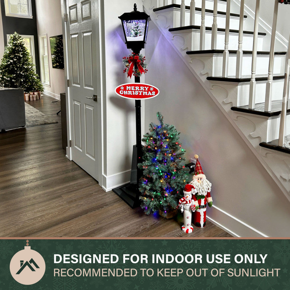 Let It Snow 71" Lamp, Black, Holiday Tree, 2 Signs, Snow, Holiday Music