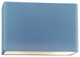 Ambiance Small Wide Rectangle Wall Sconce, Closed Top, Sky Blue, Dedicated LED