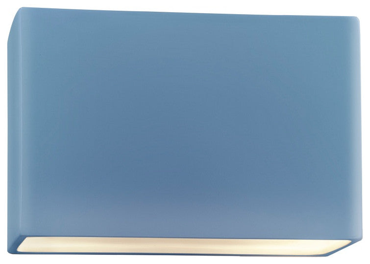 Ambiance Small Wide Rectangle Wall Sconce, Closed Top, Sky Blue, Dedicated LED