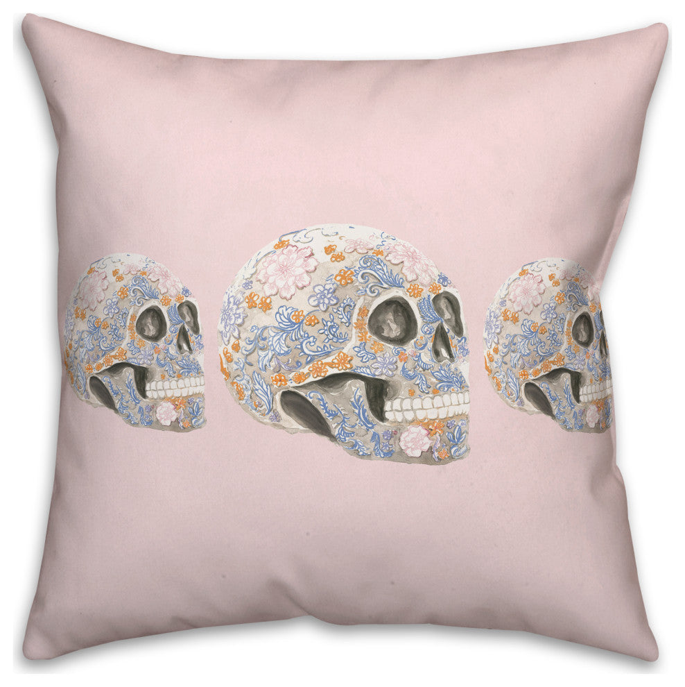 Floral Sugar Skulls 18x18 Throw Pillow