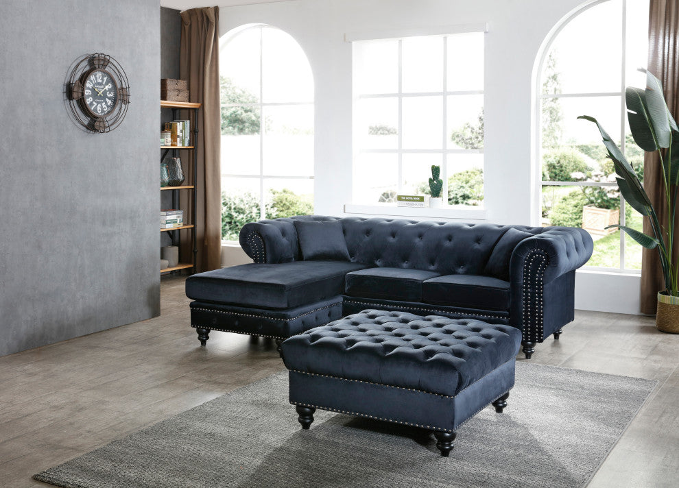 Nola Sofa Chaise, Black