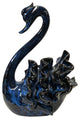 Ceramic Clay Navy Blue Wave Ribbon Feather Swan Art Figure Hws3102