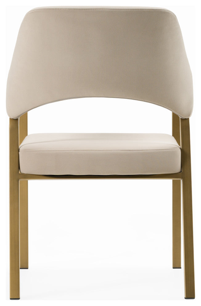 Modrest George Modern Beige Fabric + Antique Brass Dining Chair