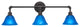 Vintage 3 Light Bath Bar Shown In Dark Granite Finish With 7" Blue Italian Glass
