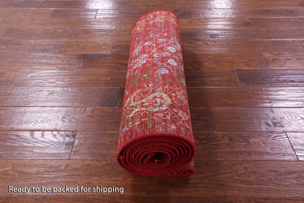 Runner Modern Wool and Silk Handmade Rug 2' 7" X 12' 1" Q11820