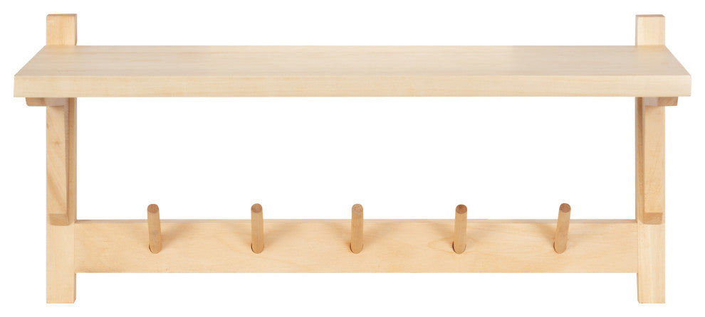 Meridien Shelf with Hooks, Natural 24x8x12
