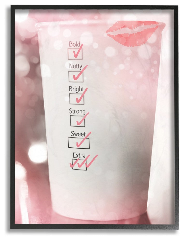 Checking Off The Coffee Cup List Extra Pink Glam Framed Giclee Art, 11"x14"