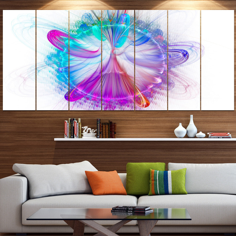 Vortices of Energy Fractal Pattern, Abstract Wall Art Canvas, 83"x32", 7 Panels