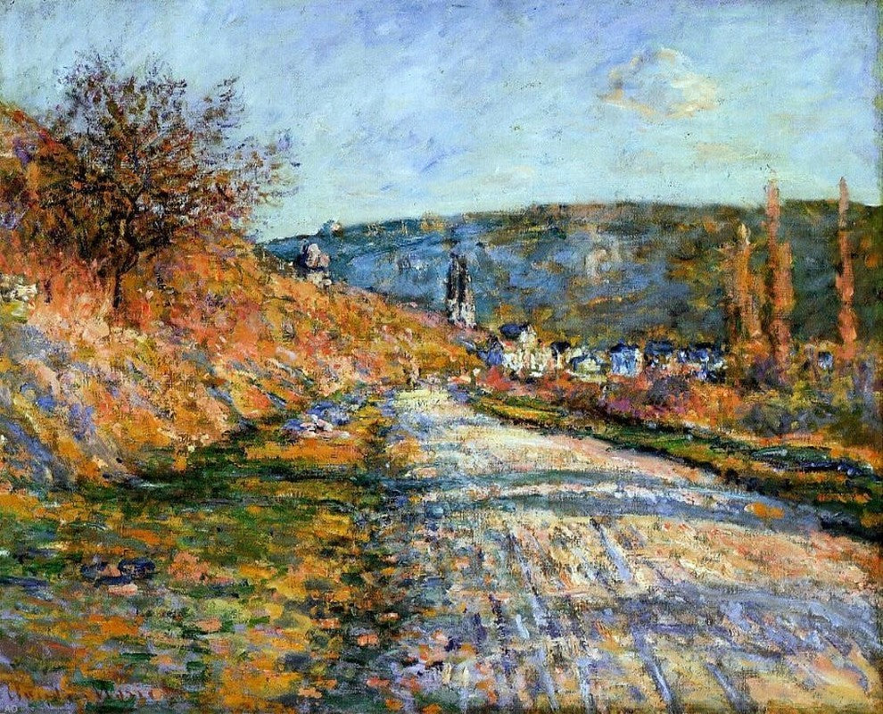 Claude Oscar Monet The Road to Vetheuil, 20"x25" Wall Decal Print