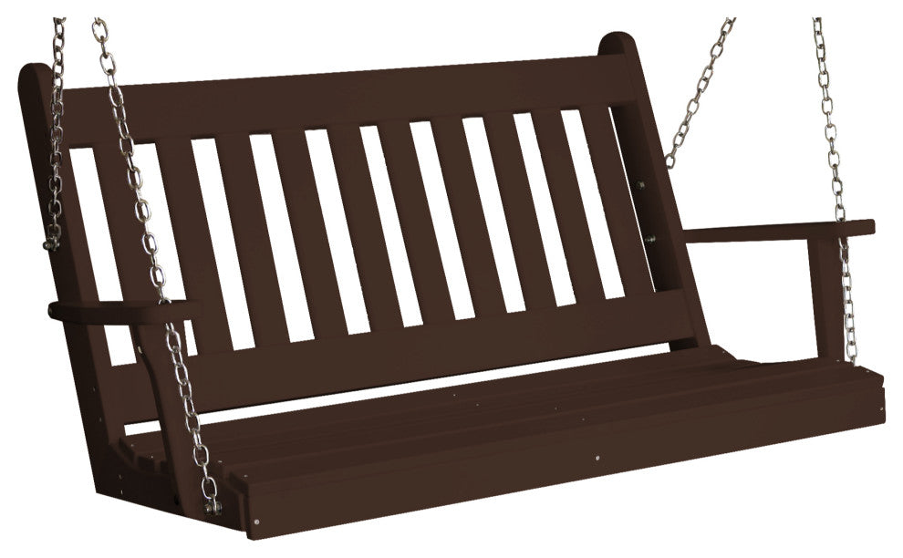 Poly Traditional English Porch Swing, Tudor Brown, 4 Foot