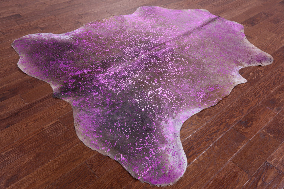 Pink Metallic Cowhide Rug 6' 10" X 6' 5" C2157