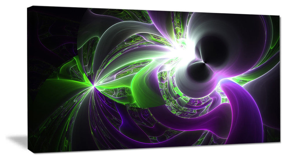 Glowing Purple Green Plasma, Oversized Abstract Canvas Art Print, 60x28