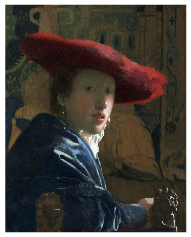 "Girl with a Red Hat" Digital Paper Print by Johannes Vermeer, 18"x22"