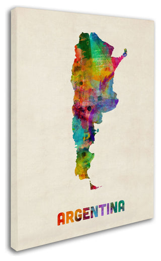 'Argentina Watercolor Map' Canvas Art by Michael Tompsett