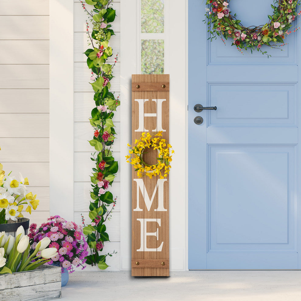 42"H Fall Wooden "HOME" Porch Sign With Wreath