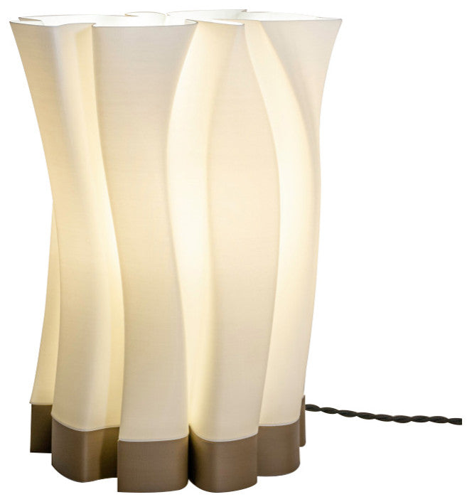 Flame 13.5" Bohemian Plant-Based PLA Dimmable LED Table Lamp, White/Brown