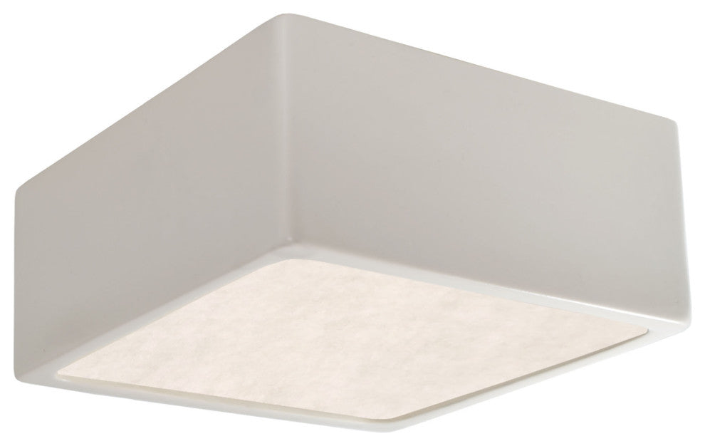 Short Square LED Outdoor Flush-Mount, Matte White