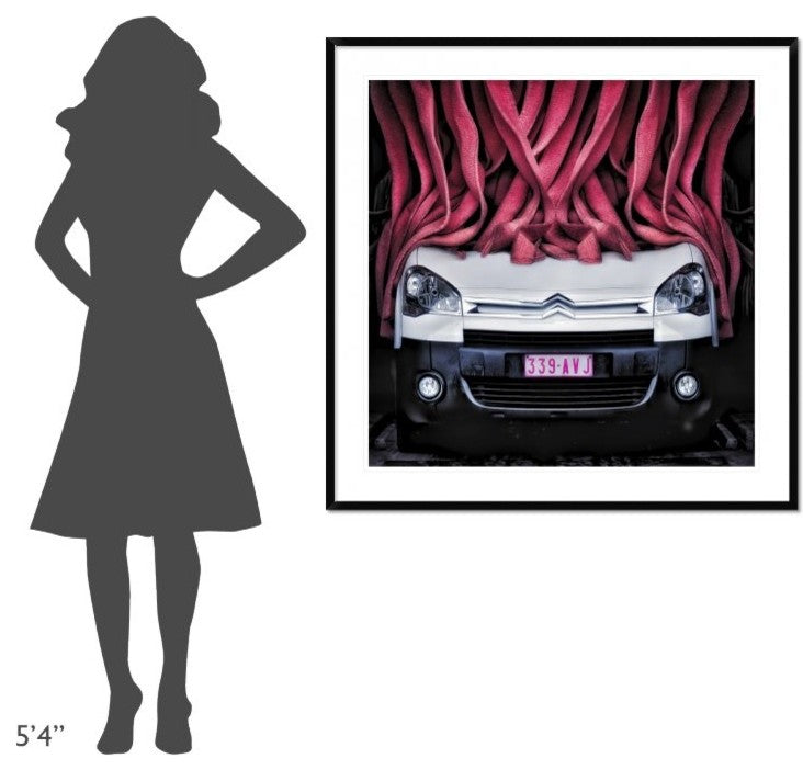 "The Girl''s Car" Framed Digital Print by Piet Flour, 44x44"