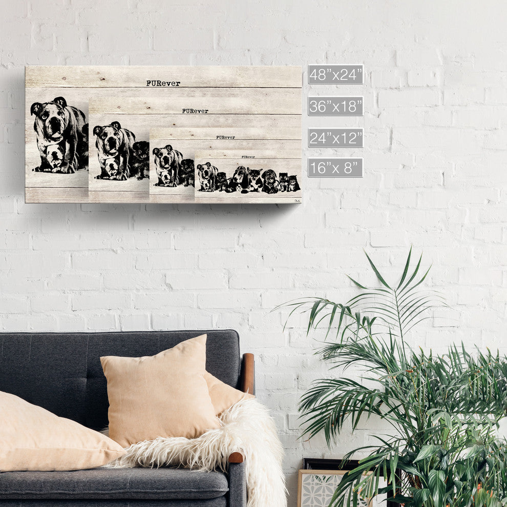 Ready2HangArt ''FURever'' Wrapped Canvas Animal Wall Art, 12"x24"