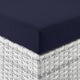Lounge Chair Chaise, Rattan, Wicker, Gray Blue Navy, Modern, Outdoor Patio