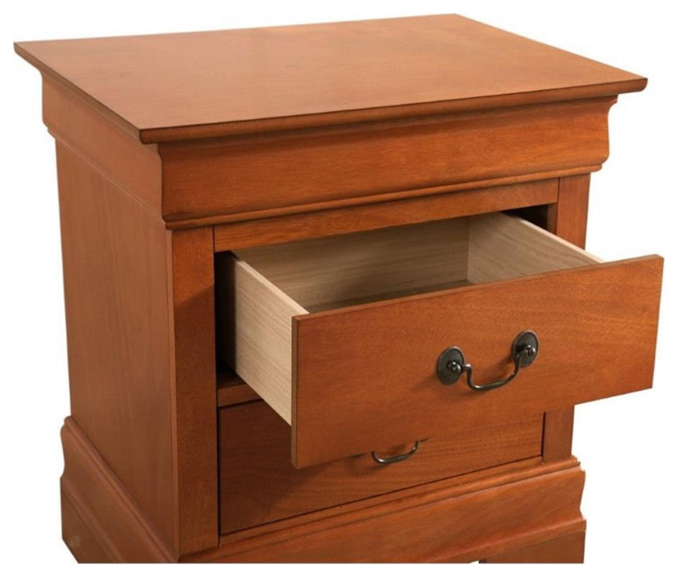 Glory Furniture Louis Phillipe 2 Drawer Nightstand in Oak