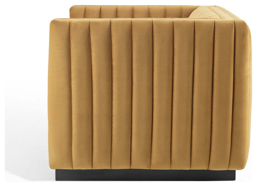 Tufted Armchair Accent Chair, Velvet, Brown, Modern, Living Lounge Hospitality