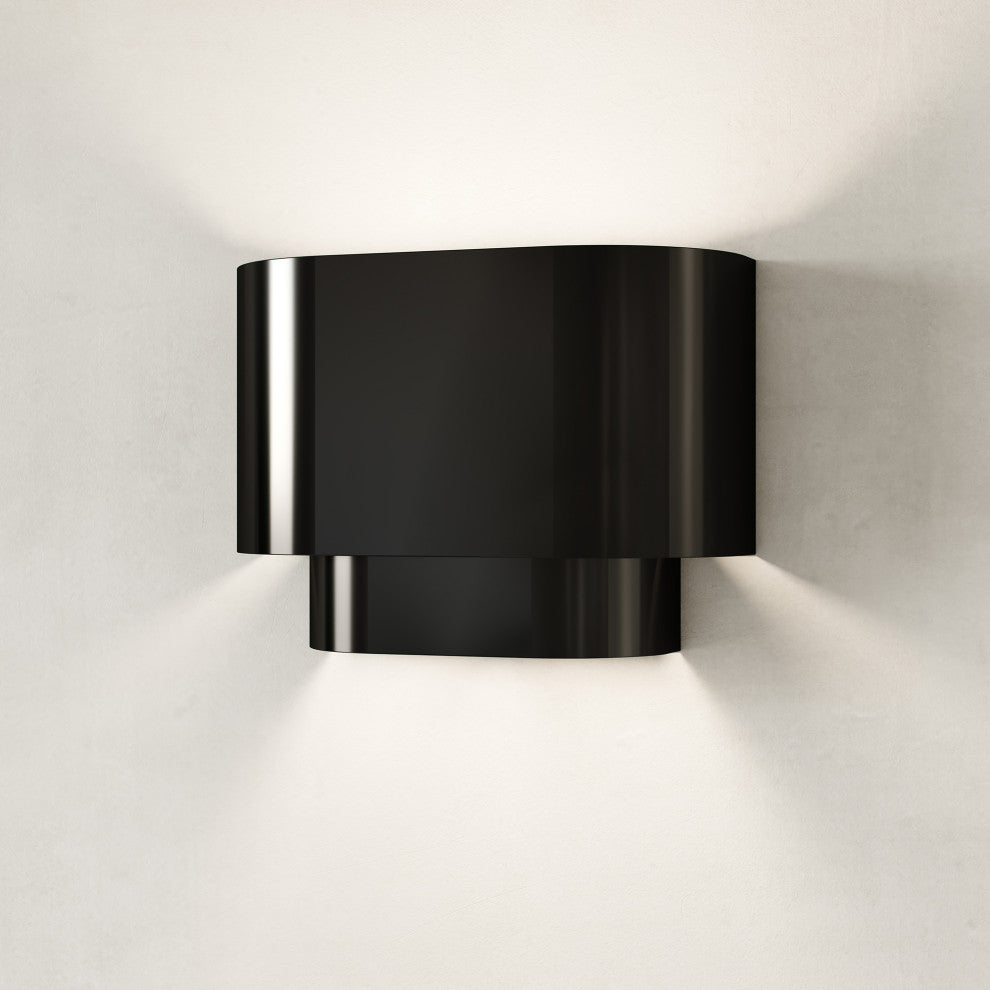 Springview 1 Light Shiny Black ADA Sconce with Shiny Black Metal Shade