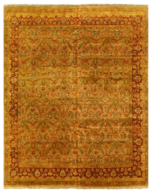 Gold Color Fine Hand Knotted Agra Rug 12'x15'