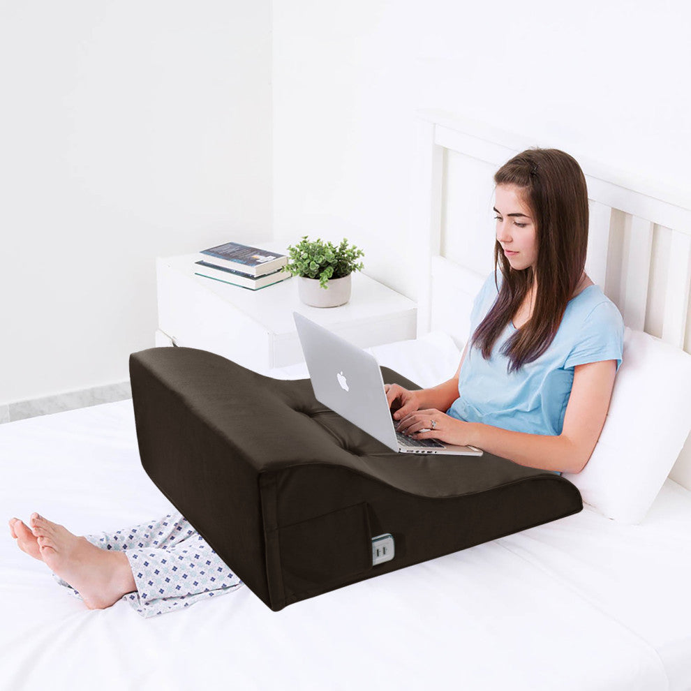 Reading Pillow Bed Foam Wedge Adult for Back Support, Brown, 18x9x21