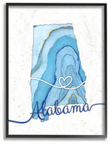 Stupell Industries Alabama Agate Blue US State Design, 11 x 14