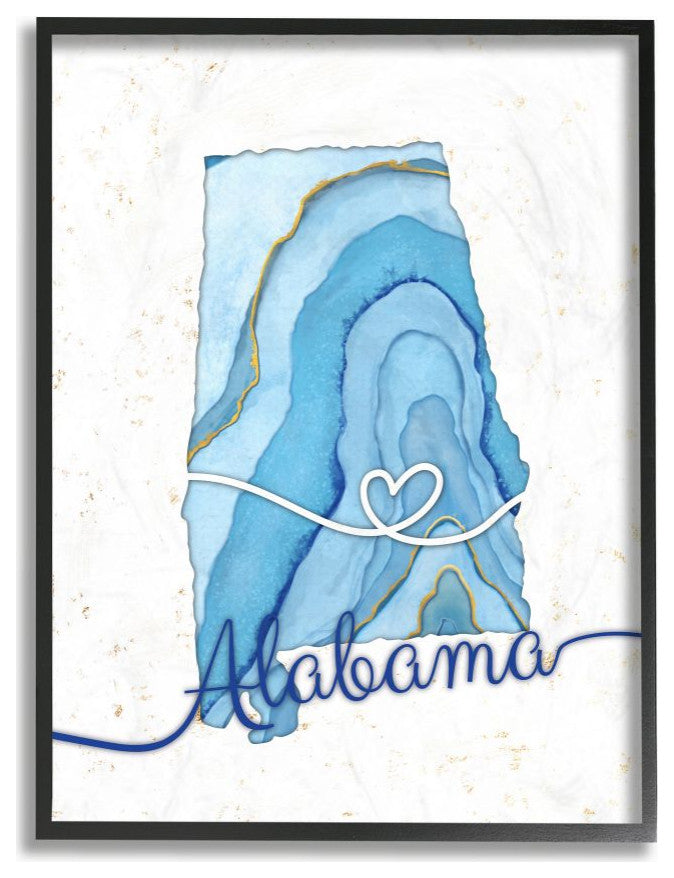 Stupell Industries Alabama Agate Blue US State Design, 11 x 14