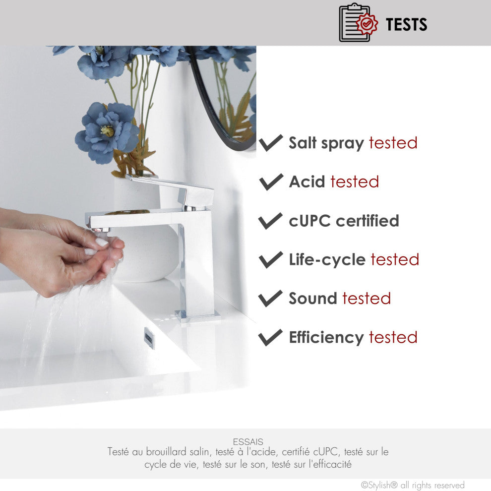 STYLISH Bathroom Faucet Single Handle Polished Chrome Finish, B-112C AVA