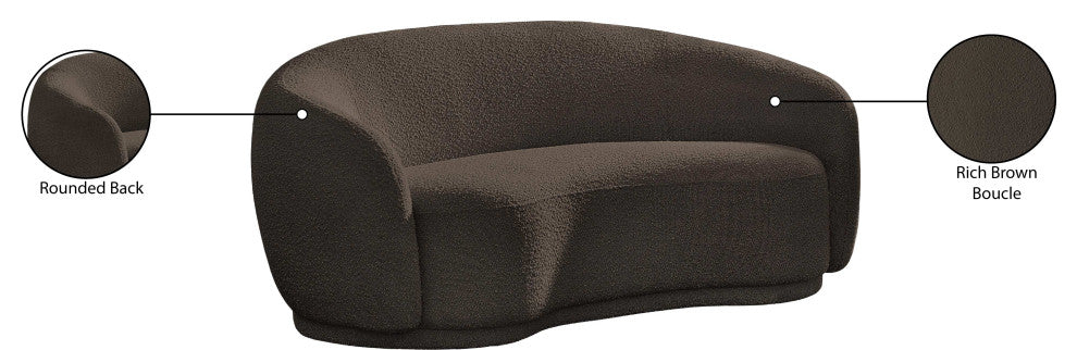 Hyde Boucle Fabric Upholstered, Brown, Loveseat
