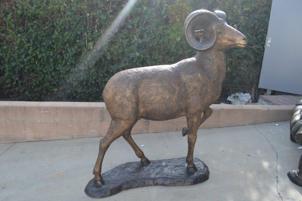 Big horn sheep giant bronze statue -  Size: 45"L x 22"W x 61"H.