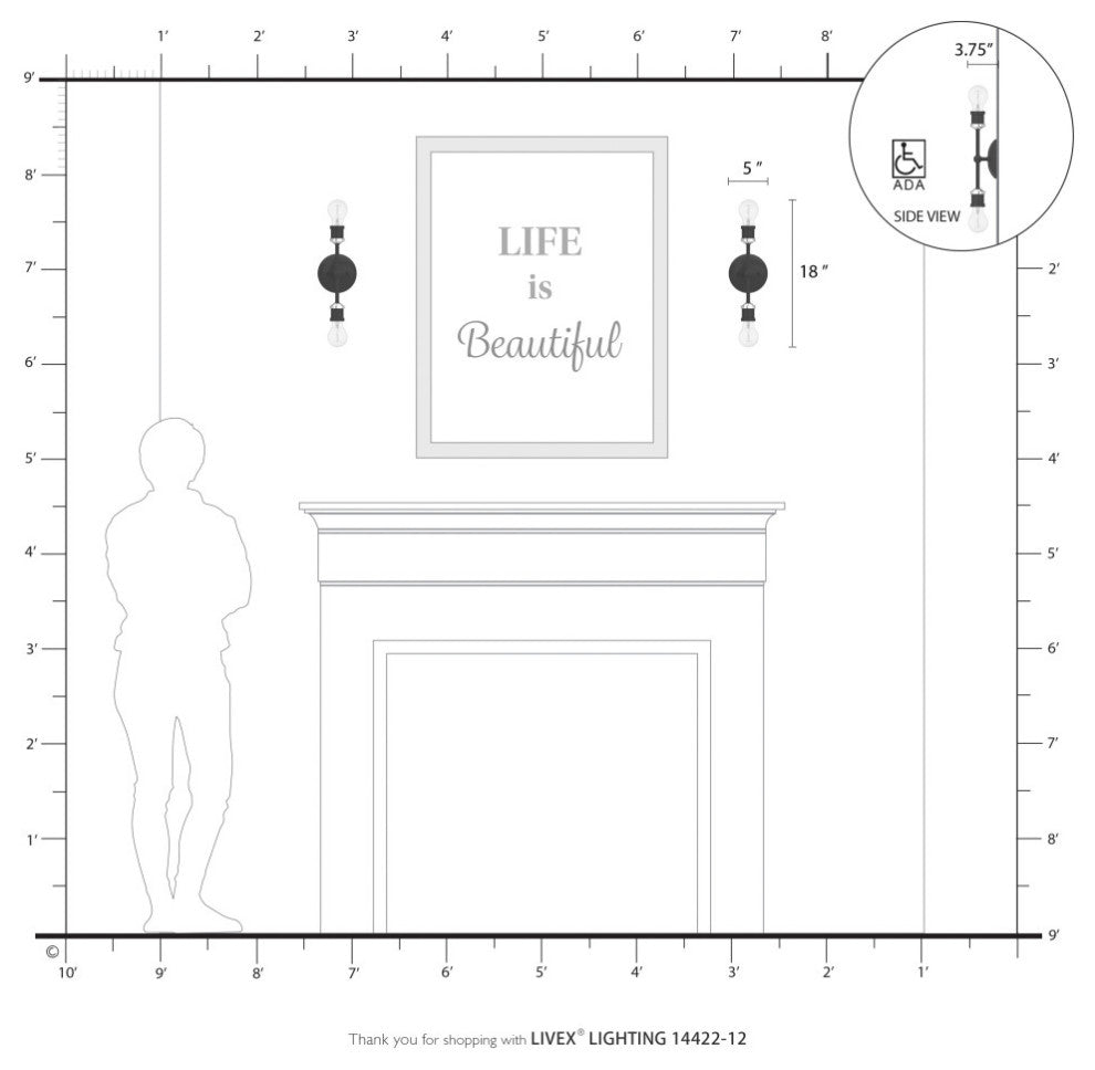 Lansdale 2 Light Satin Brass ADA Vanity Sconce