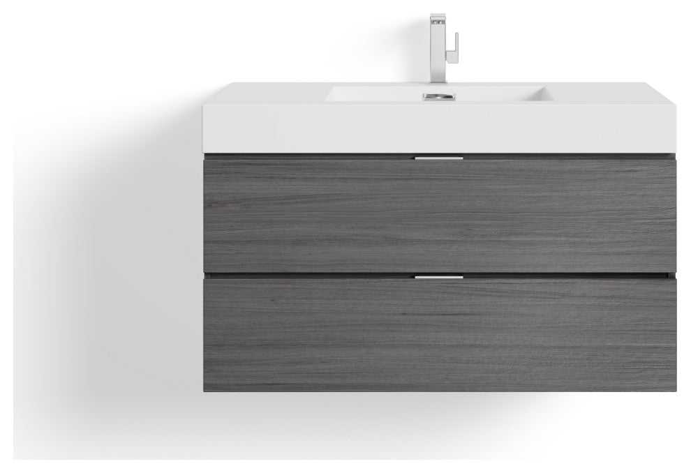 Boutique Bath Vanity, Vulcan Ash Gray, 40", Single Sink, Wall Mount