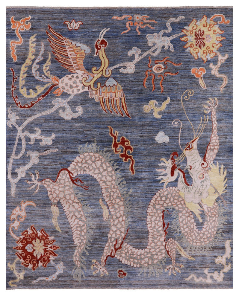 Dragon And Phoenix Handmade Wool Rug 8' 4" X 9' 10" Q10401