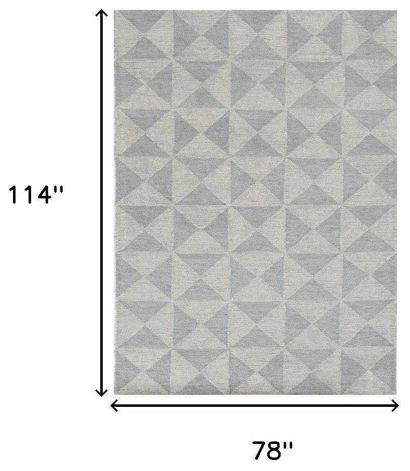 7'x10' Gray and Light Gray Wool Geometric Hand Tufted Area Rug