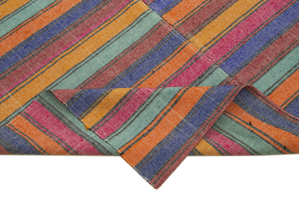 Rug N Carpet - Handmade Turkish 4' 8'' x 8' 6'' Rustic Wool Kilim Rug