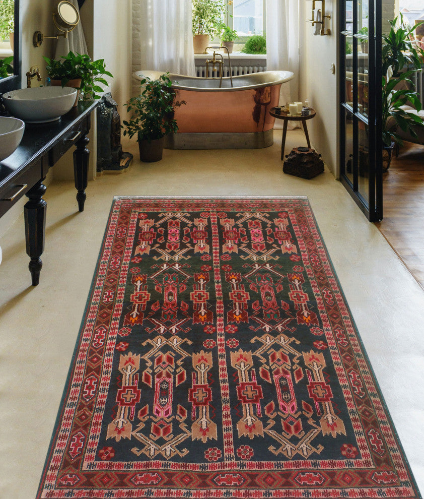 Fine Vintage Distressed Lenore Charcoal/Brown Runner, 2'10x11'4