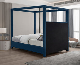 Emerson Upholstered Bed, Navy, King, Linen Textured Fabric