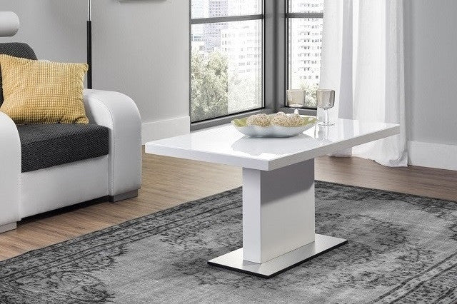 FEVITA Glass Top Coffee Table, White